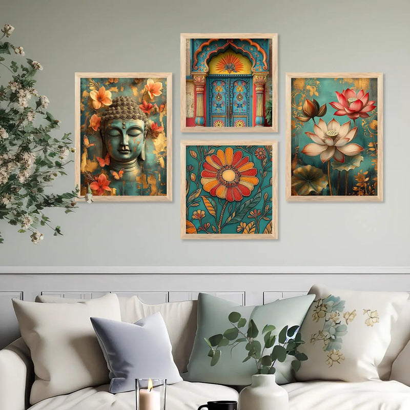 Traditional  Art  Print with Frame for Living Room Bedroom Office Wall Decor