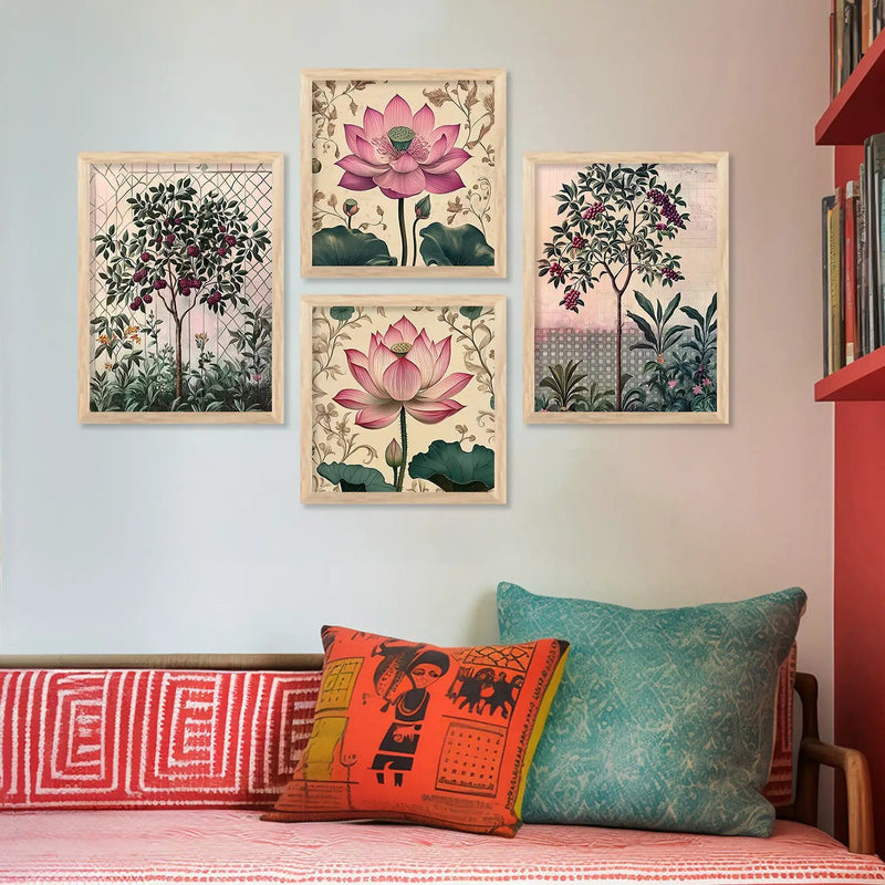 Floral Art  Print with Frame for Living Room Bedroom Office Wall Decor