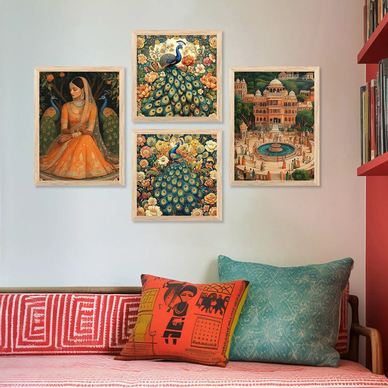Madhubani  Art Print with Frame for Living Room Bedroom Office Wall Decor