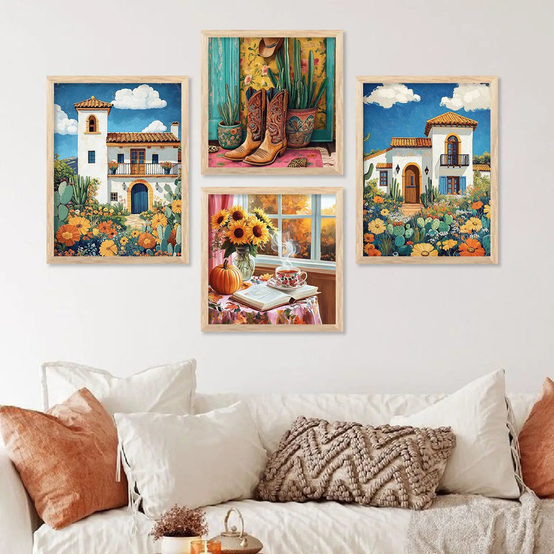 Traditional Art Print with Frame for Living Room Bedroom Office Wall Decor by Kotart store