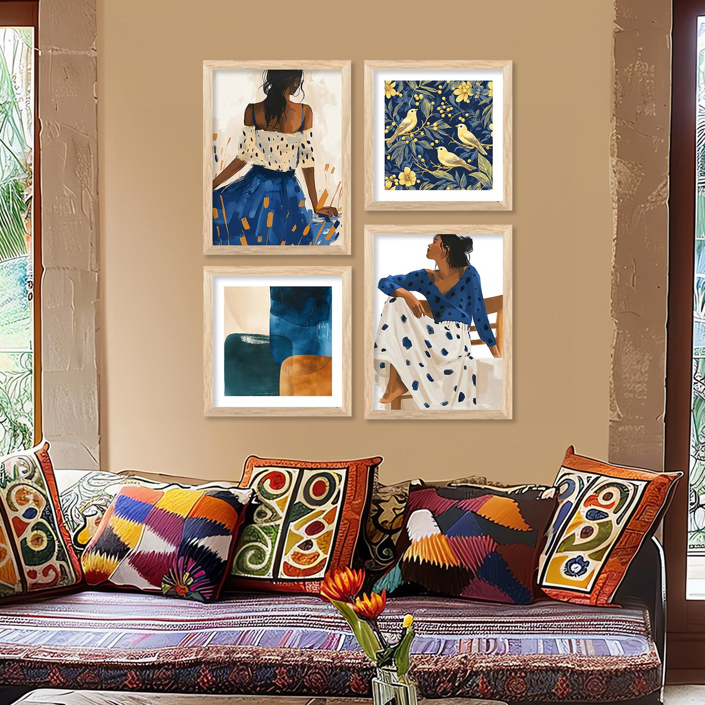 Modern  Art Print with Frame for Living Room Bedroom Office Wall Decor