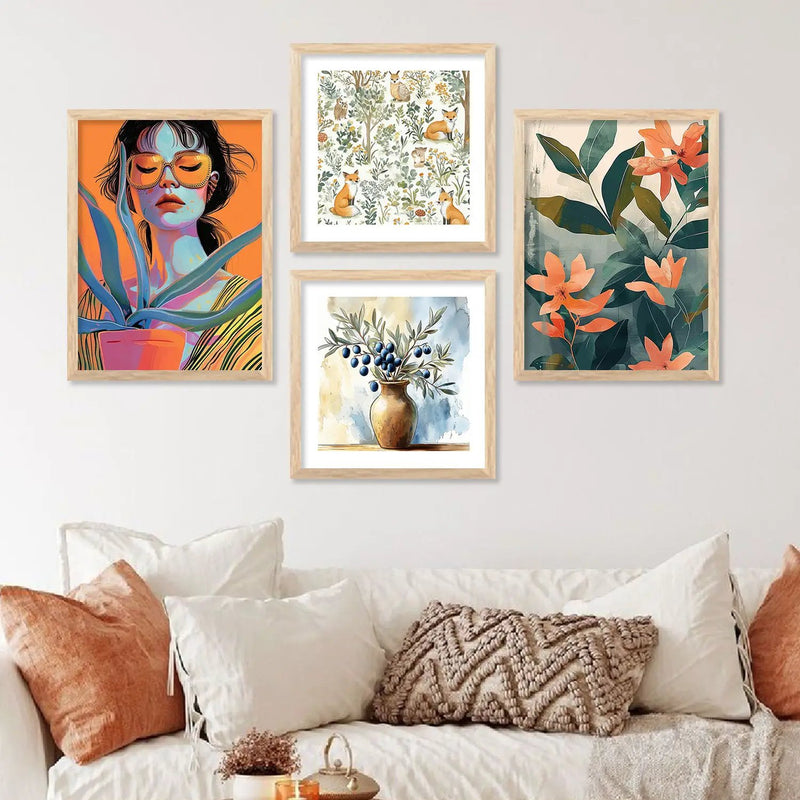 Modern Art Print with Frame for Living Room Bedroom Office Wall Decor by Kotart store