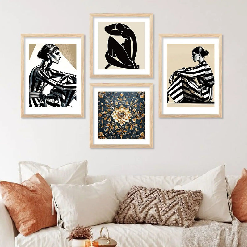Modern Baho Art Print with Frame for Living Room Bedroom Office Wall Decor by Kotart store