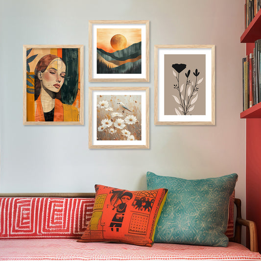 Modern Art Print with Frame for Living Room Bedroom Office Wall Decor