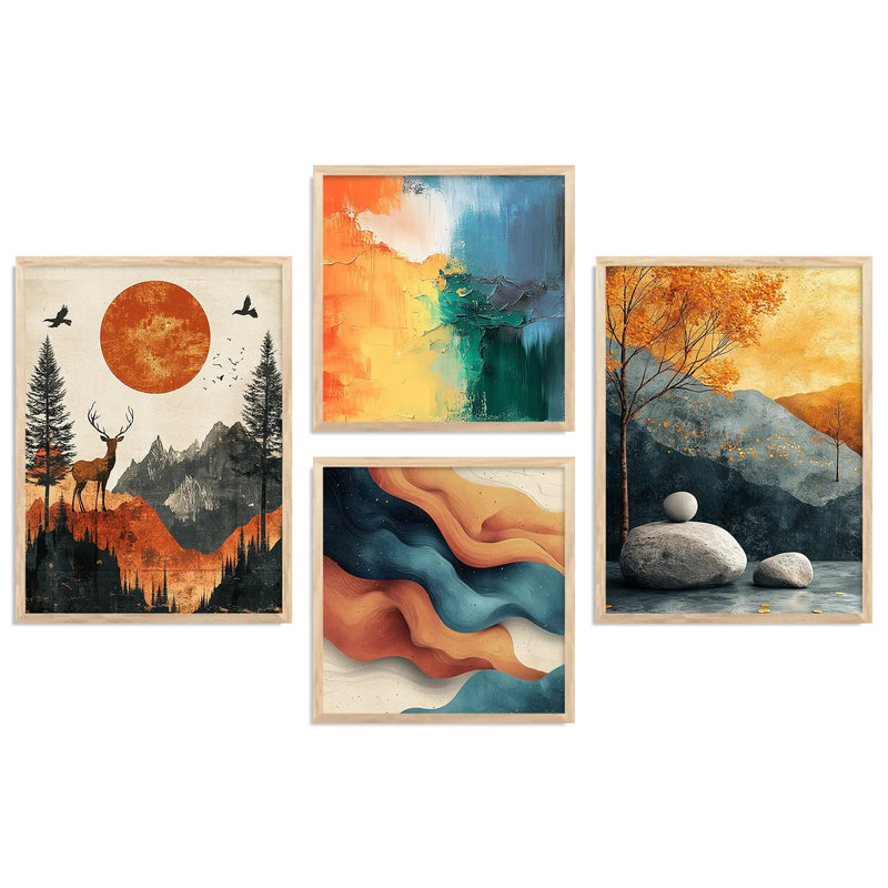 Modern Art Print with Frame for Living Room Bedroom Office Wall Decor by Kotart store