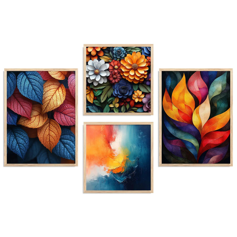 Floral Art Print with Frame for Living Room Bedroom Office Wall Decor by Kotart store