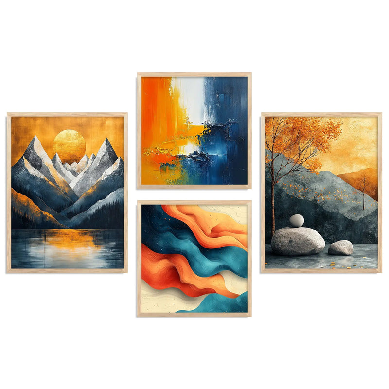 Modern Art Print with Frame for Living Room Bedroom Office Wall Decor by Kotart store