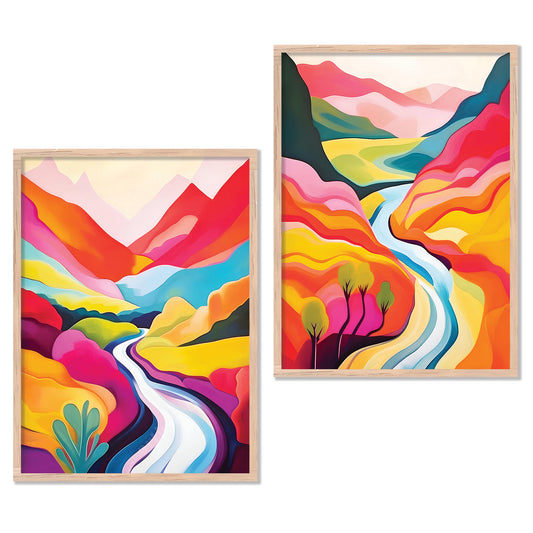 Vibrant Landscape Modern Art Print for Living Room Decor