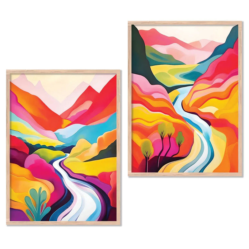 Vibrant Landscape Modern Art Print for Living Room Decor