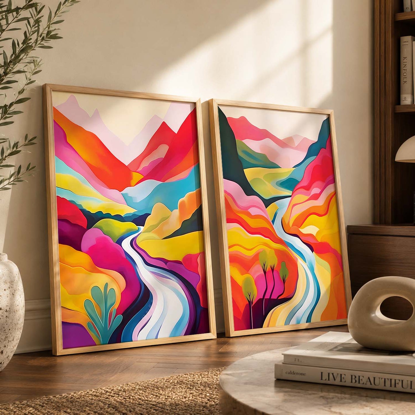 Vibrant Landscape Modern Art Print for Living Room Decor
