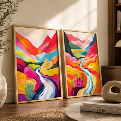 Vibrant Landscape Modern Art Print for Living Room Decor