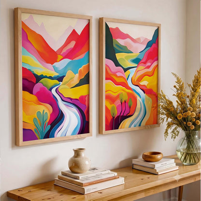 Vibrant Landscape Modern Art Print for Living Room Decor