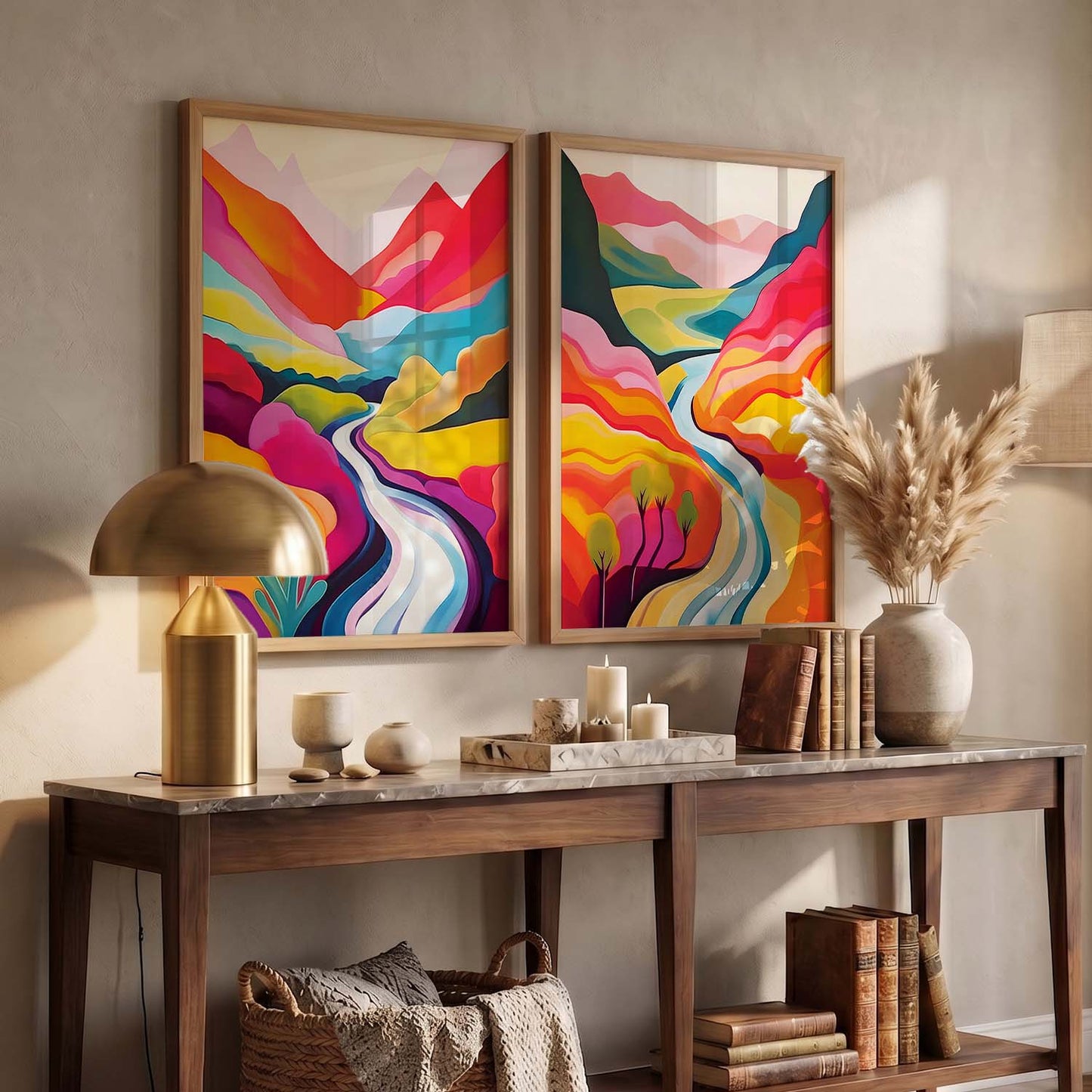 Vibrant Landscape Modern Art Print for Living Room Decor