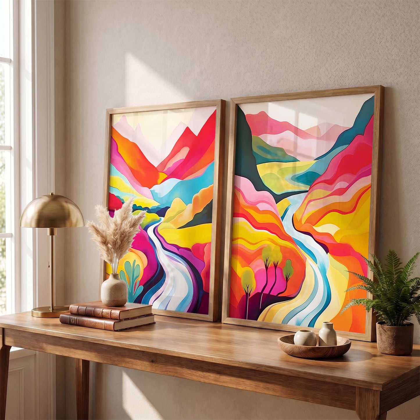 Vibrant Landscape Modern Art Print for Living Room Decor