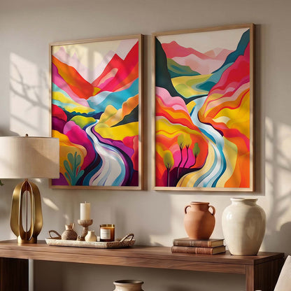 Vibrant Landscape Modern Art Print for Living Room Decor