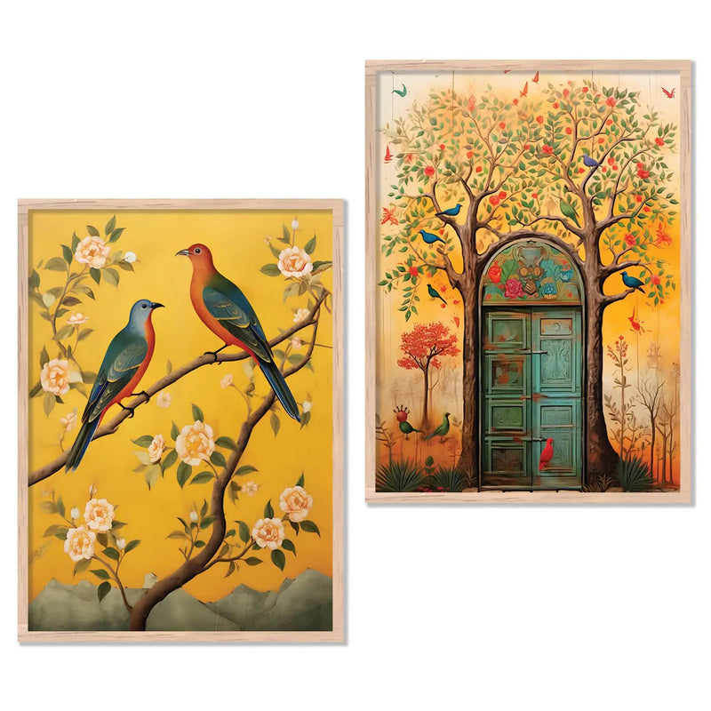 Birds on Blossom Branch Art for Wall Decor