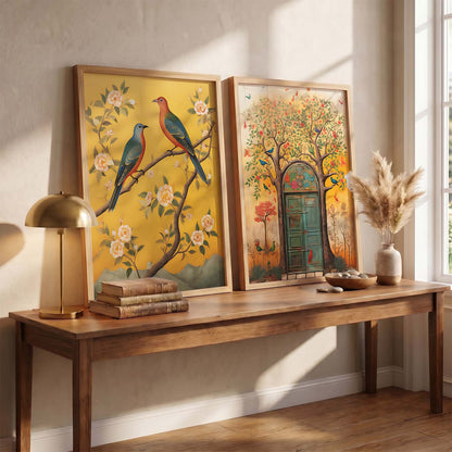 Birds on Blossom Branch Art for Wall Decor