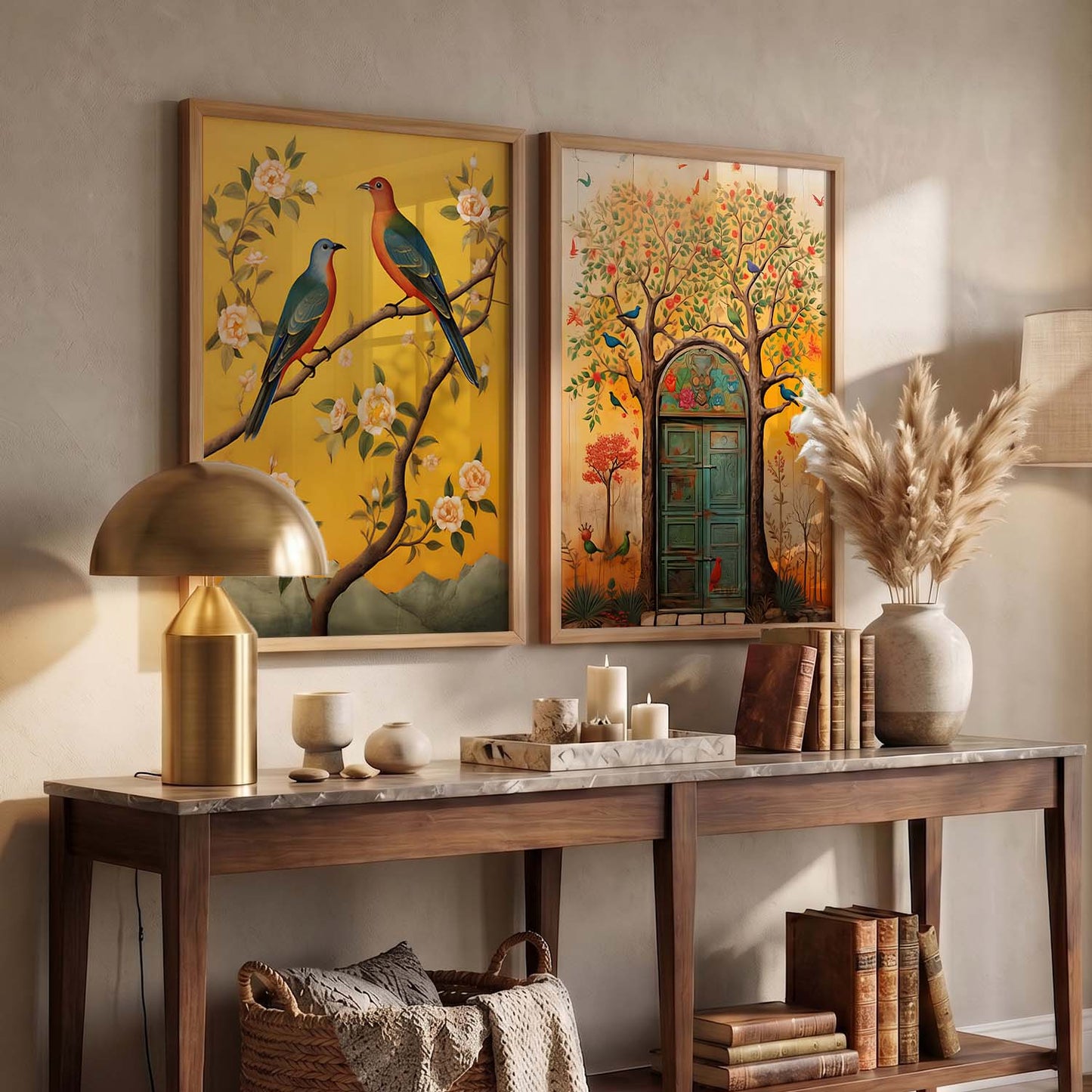 Birds on Blossom Branch Art for Wall Decor