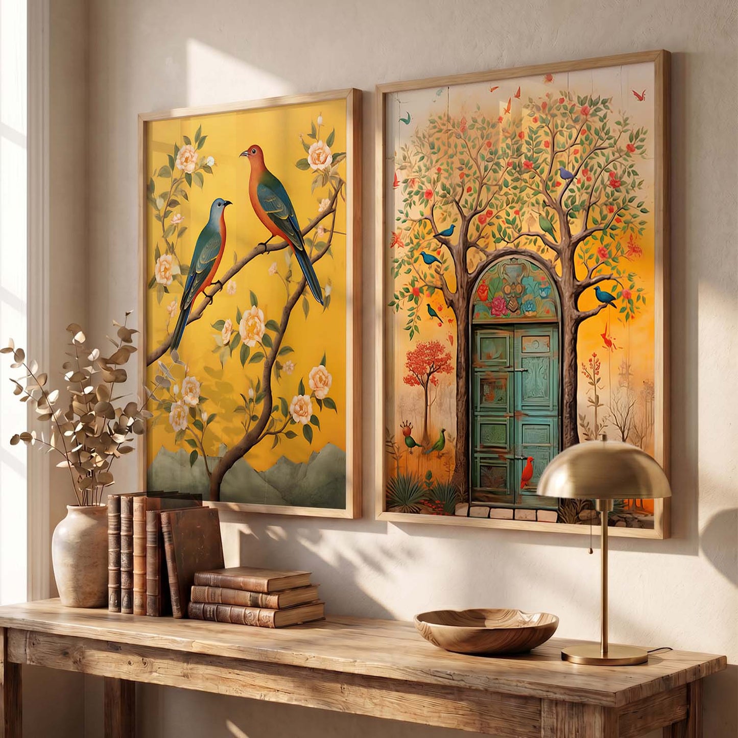Birds on Blossom Branch Art for Wall Decor