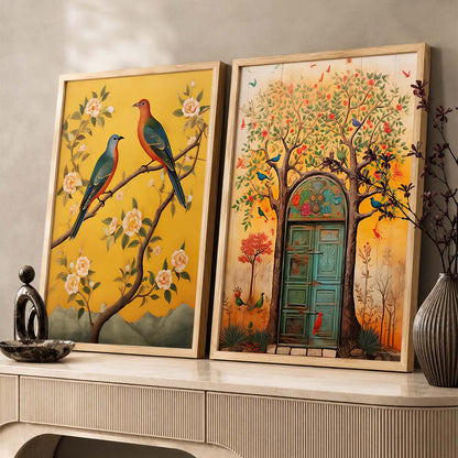 Birds on Blossom Branch Art for Wall Decor