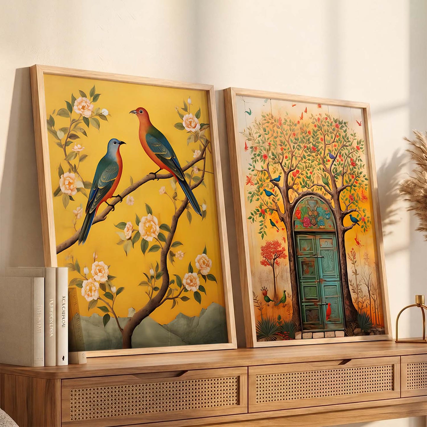 Birds on Blossom Branch Art for Wall Decor