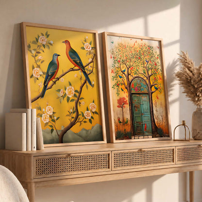 Birds on Blossom Branch Art for Wall Decor