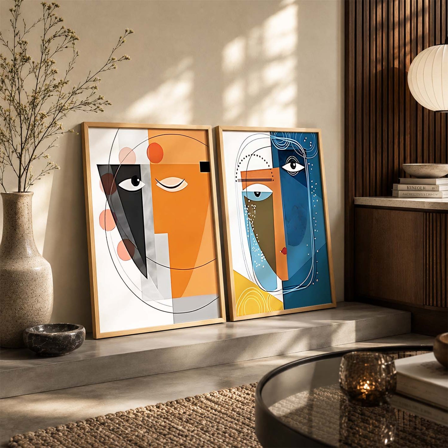 Abstract Faces Artwork: Vibrant Contemporary Portraits for Modern Interior Design