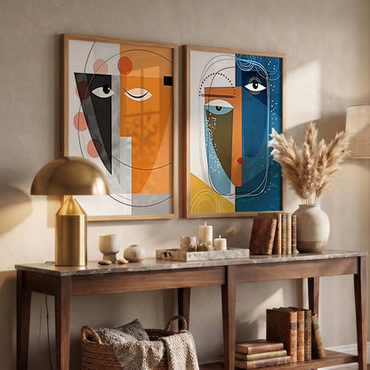 Abstract Faces Artwork: Vibrant Contemporary Portraits for Modern Interior Design