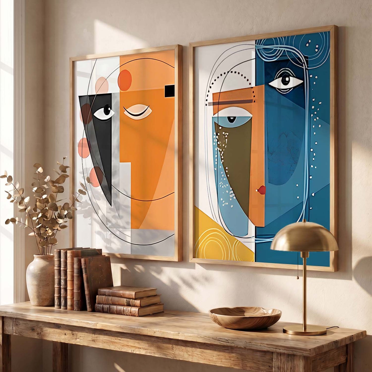 Abstract Faces Artwork: Vibrant Contemporary Portraits for Modern Interior Design