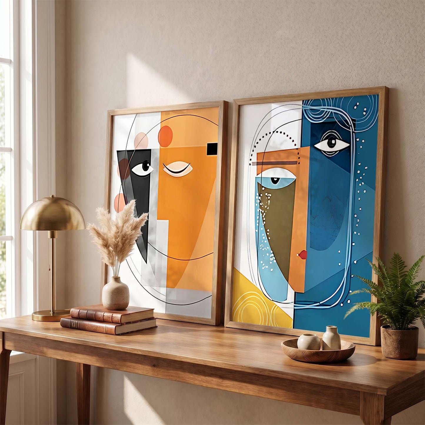 Abstract Faces Artwork: Vibrant Contemporary Portraits for Modern Interior Design