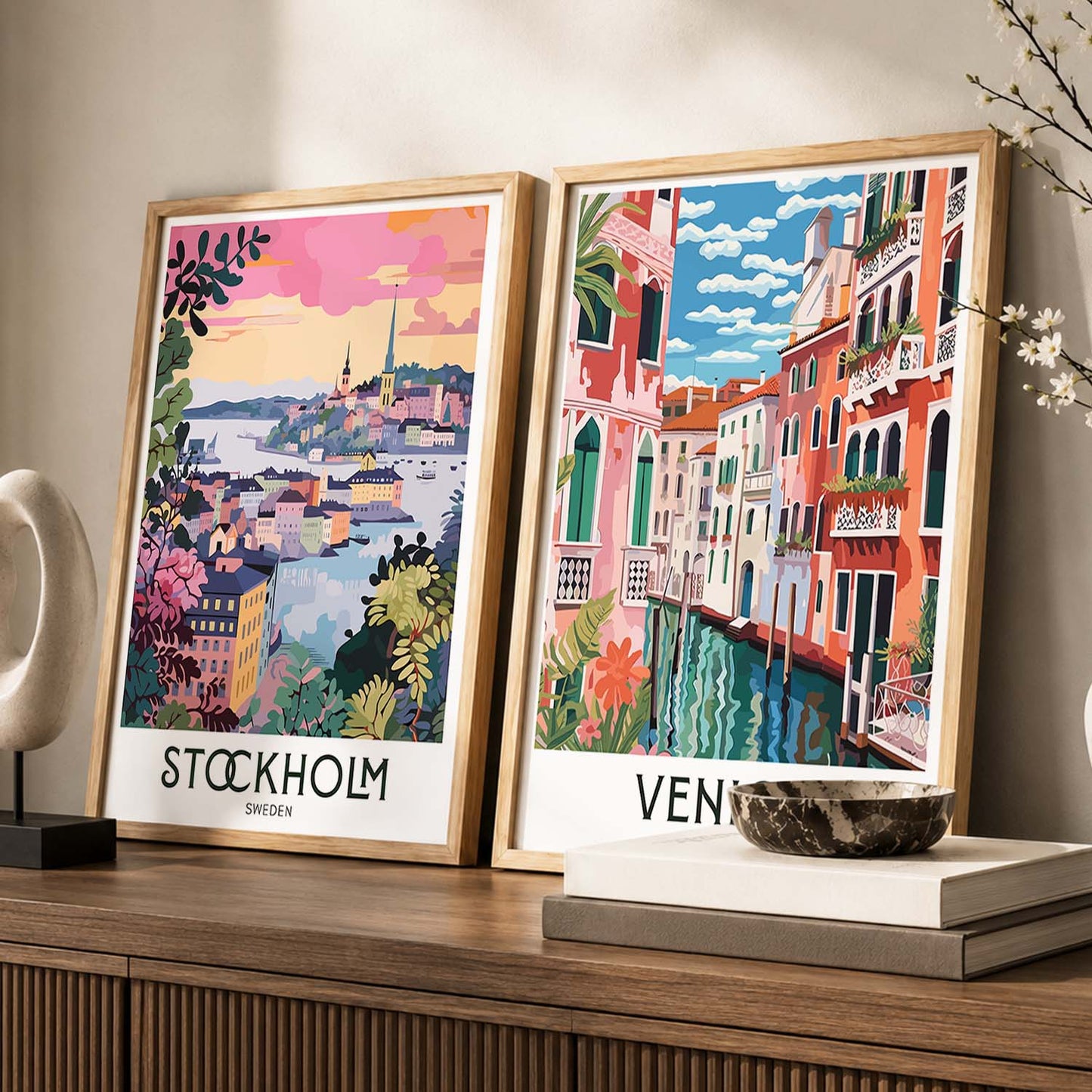 Venice Iconic City Art Frames for Living Room Bedroom Home Wall Decor : Travel Lovers