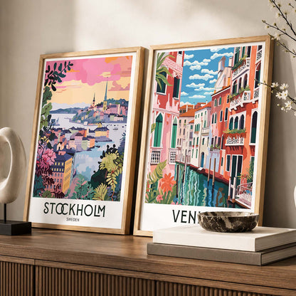 Venice Iconic City Art Frames for Living Room Bedroom Home Wall Decor : Travel Lovers