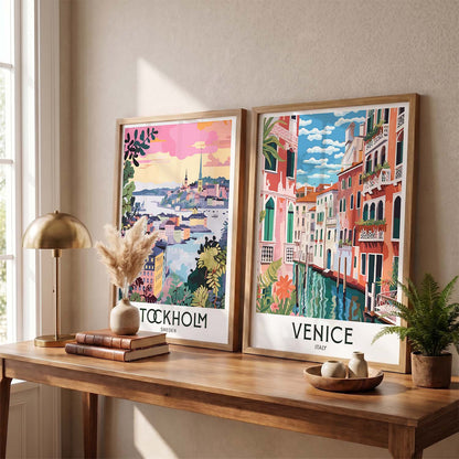 Venice Iconic City Art Frames for Living Room Bedroom Home Wall Decor : Travel Lovers