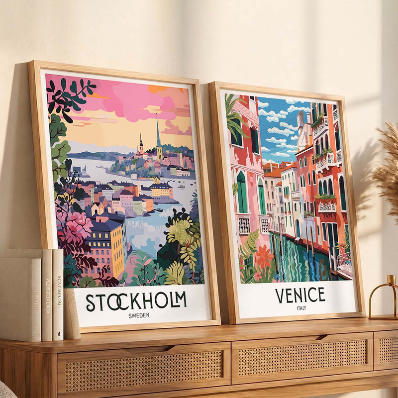 Venice Iconic City Art Frames for Living Room Bedroom Home Wall Decor : Travel Lovers