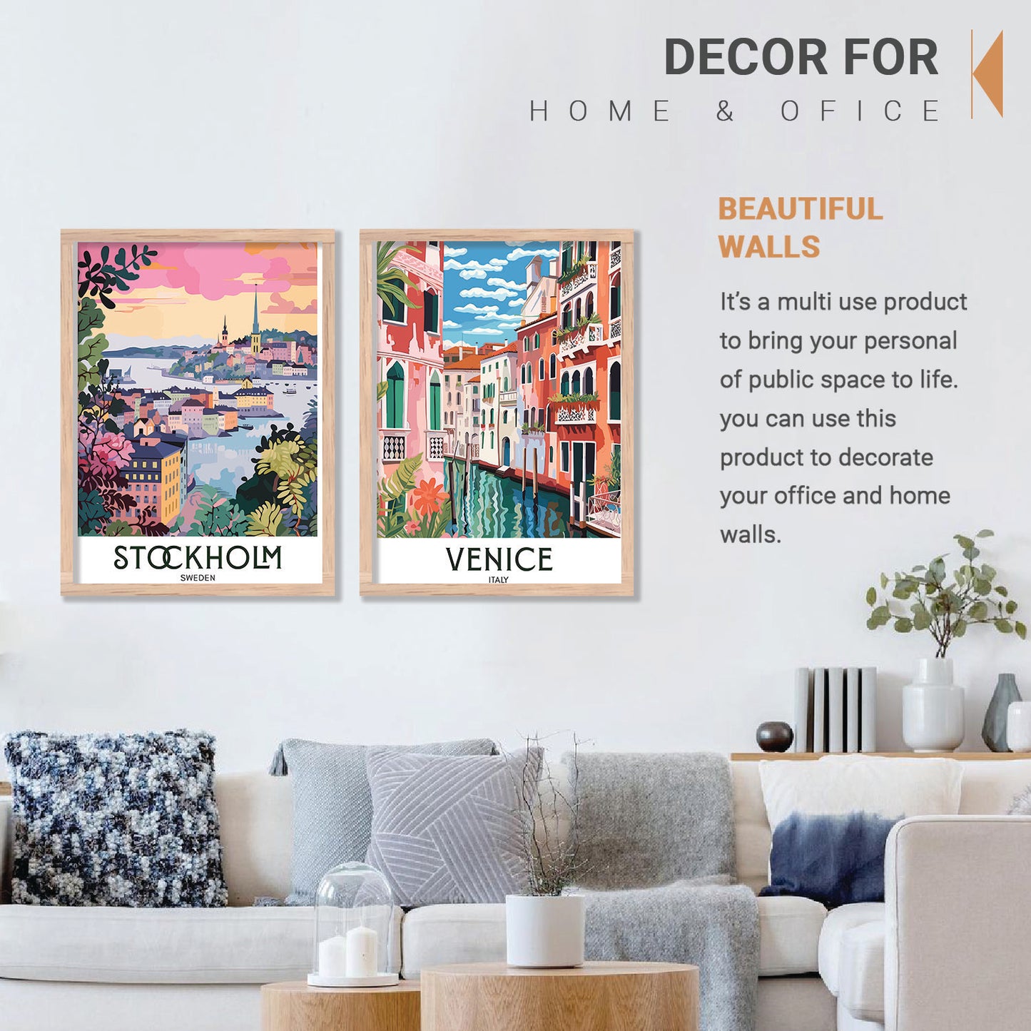 Venice Iconic City Art Frames for Living Room Bedroom Home Wall Decor : Travel Lovers