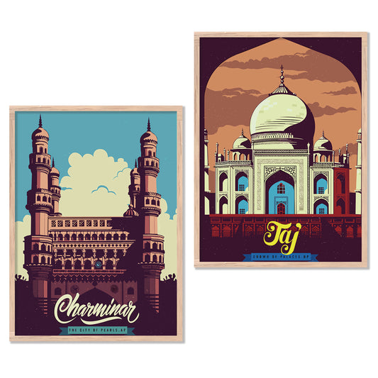 Iconic Tajmahal Art Frames for Living Room Bedroom Home Wall Decor : Travel Lovers