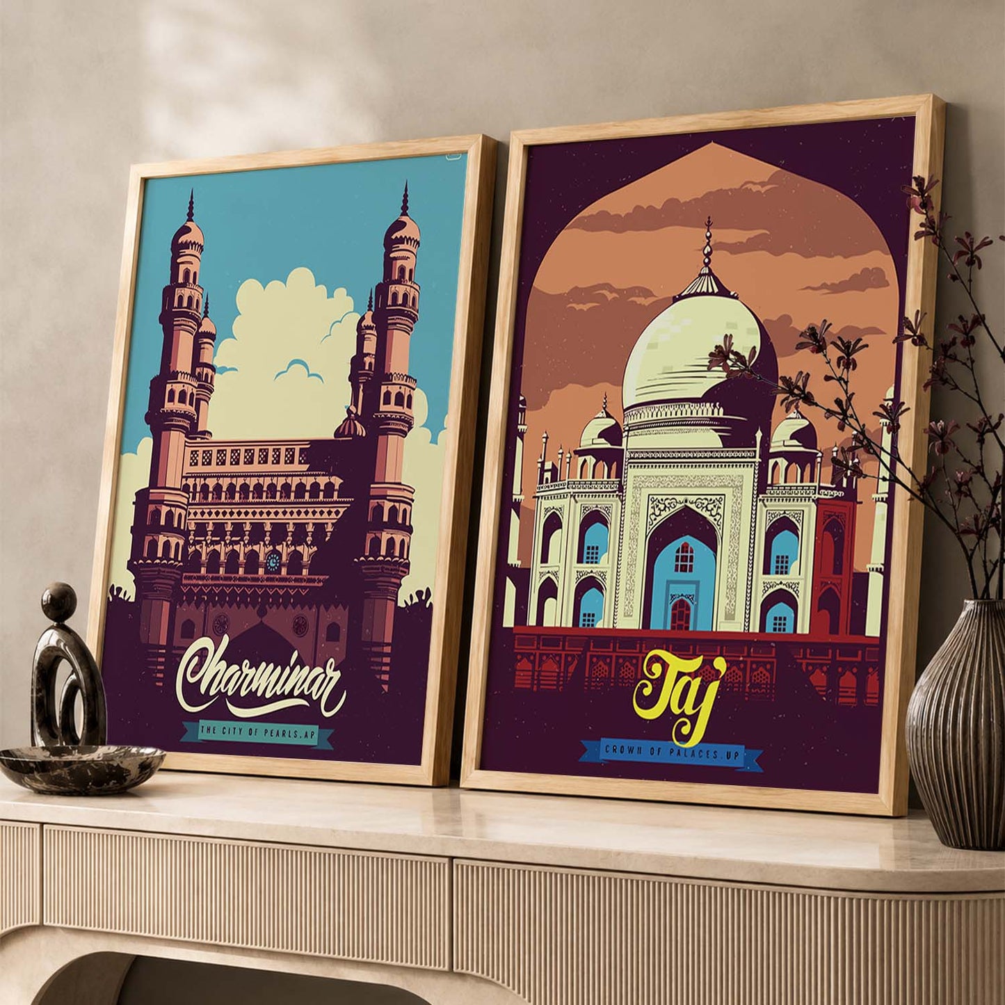 Iconic Tajmahal Art Frames for Living Room Bedroom Home Wall Decor : Travel Lovers