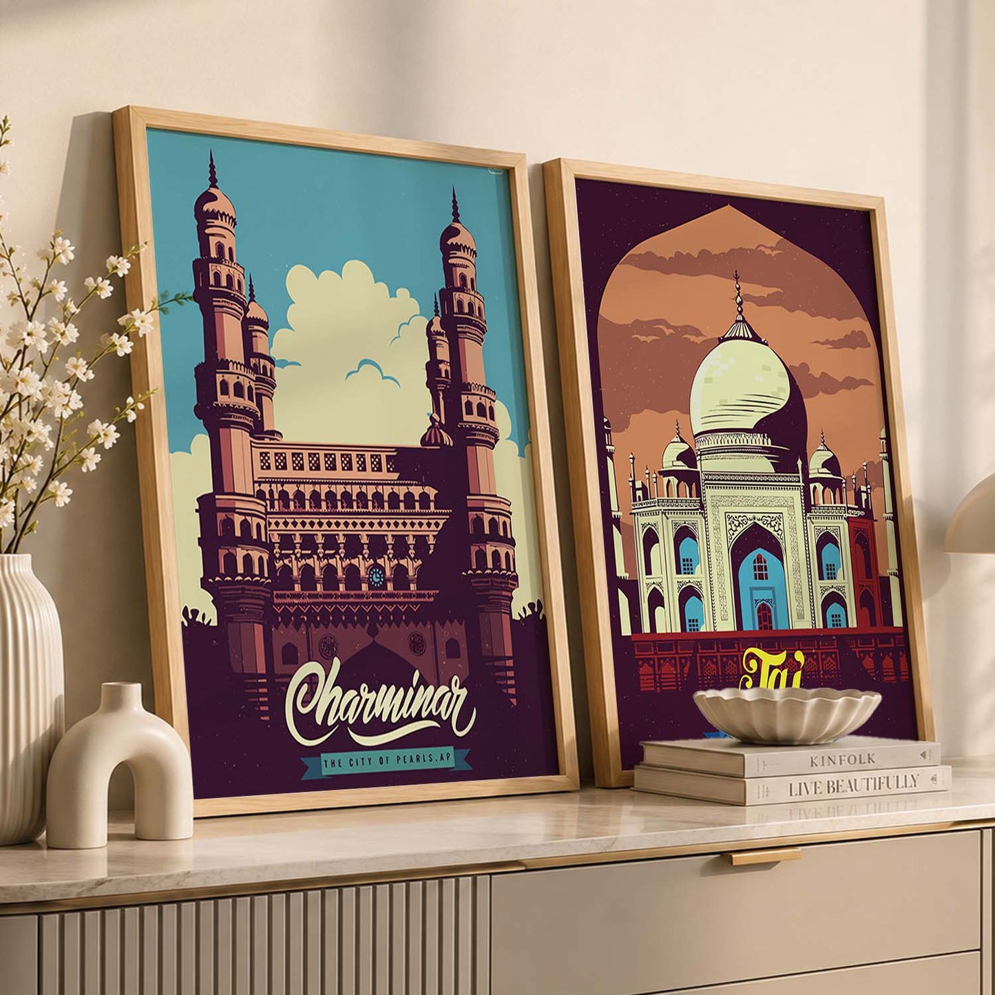 Iconic Tajmahal Art Frames for Living Room Bedroom Home Wall Decor : Travel Lovers