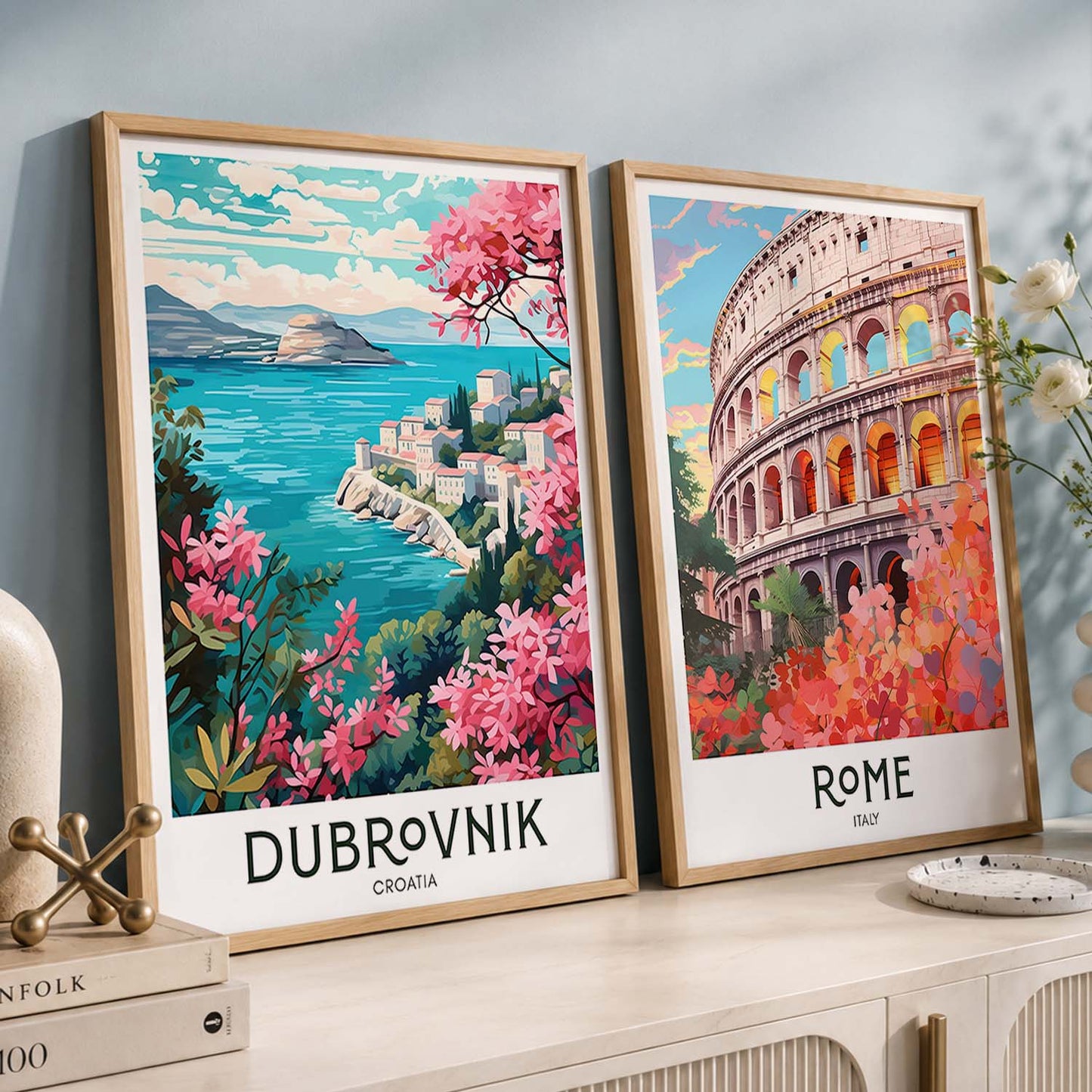 Rome Iconic City Art Frames for Living Room Bedroom Home Wall Decor : Travel Lovers