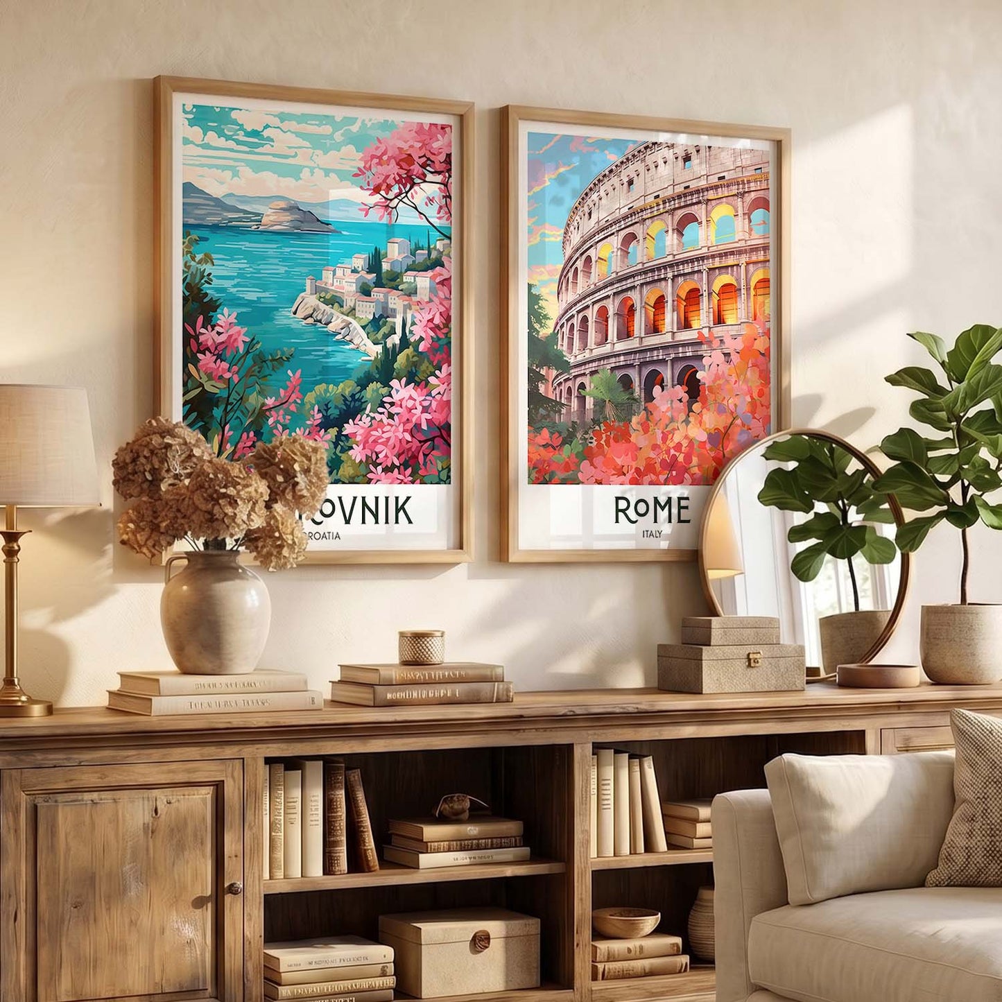 Rome Iconic City Art Frames for Living Room Bedroom Home Wall Decor : Travel Lovers