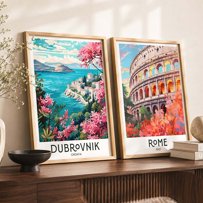 Rome Iconic City Art Frames for Living Room Bedroom Home Wall Decor : Travel Lovers