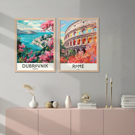 Rome Iconic City Art Frames for Living Room Bedroom Home Wall Decor : Travel Lovers