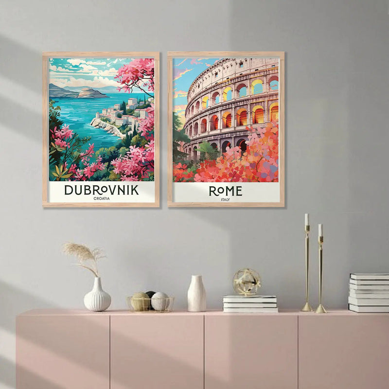 Rome Iconic City Art Frames for Living Room Bedroom Home Wall Decor : Travel Lovers