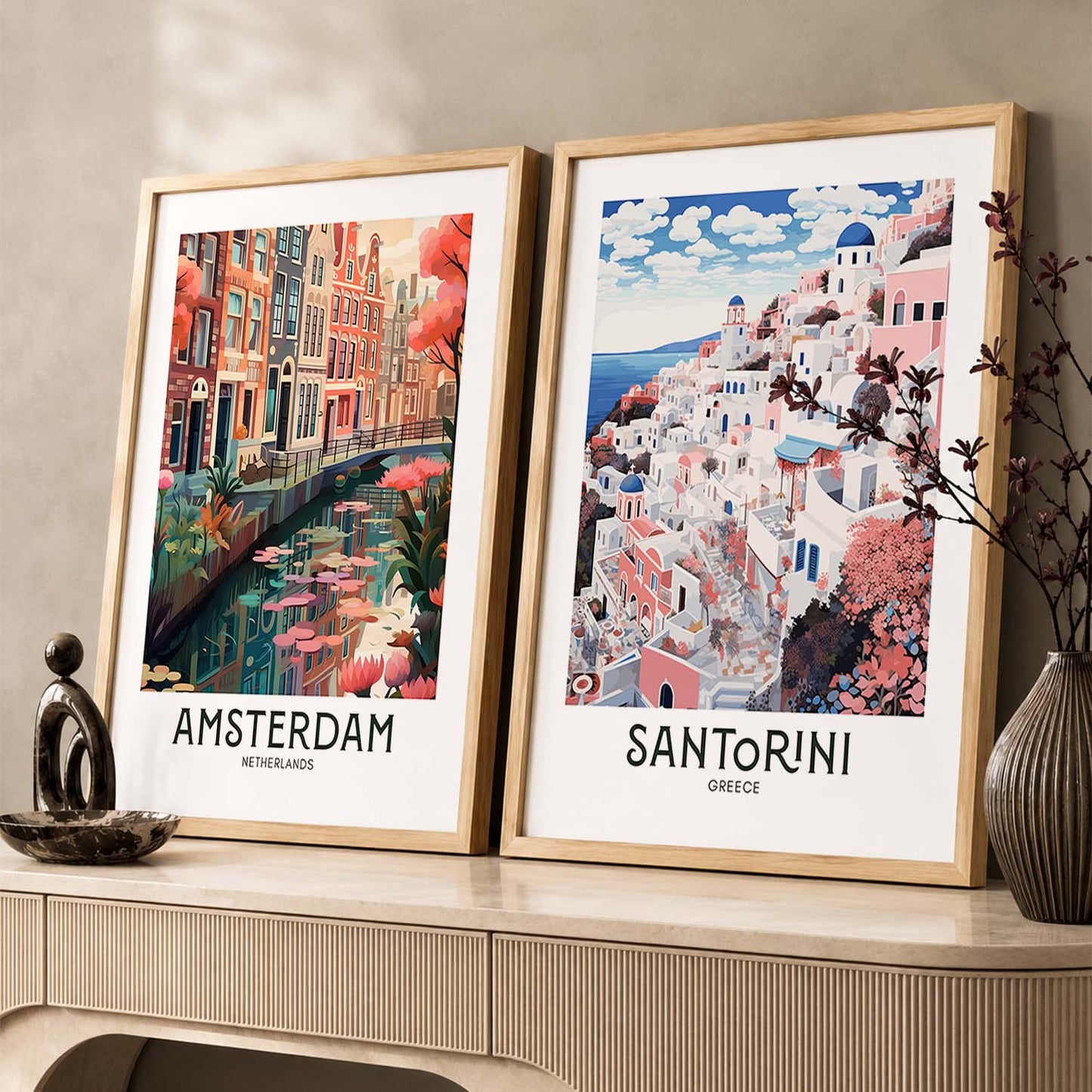 Iconic City Amsterdam Art Frames for Living Room Bedroom Home Wall Decor : Travel Lovers
