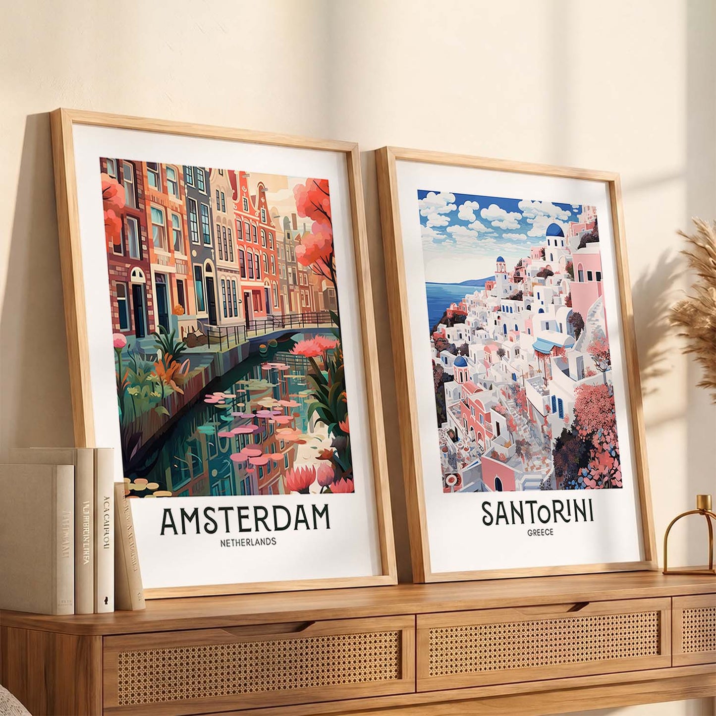 Iconic City Amsterdam Art Frames for Living Room Bedroom Home Wall Decor : Travel Lovers