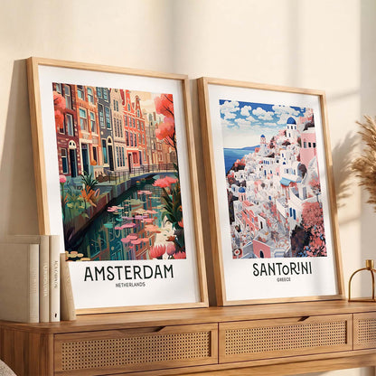 Iconic City Amsterdam Art Frames for Living Room Bedroom Home Wall Decor : Travel Lovers