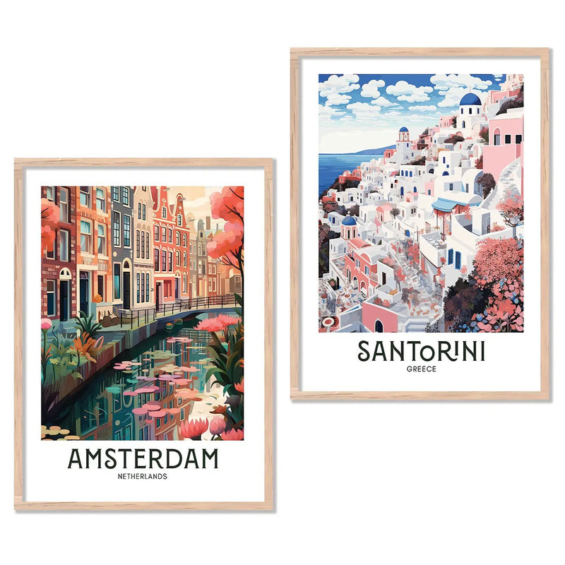 Iconic City Amsterdam Art Frames for Living Room Bedroom Home Wall Decor : Travel Lovers