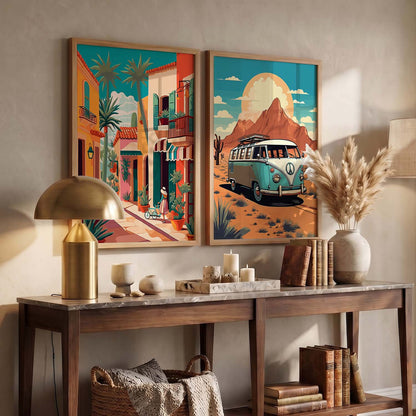 Vibrant City Art Frames for Living Room Bedroom Home Wall Decor : Travel Lovers