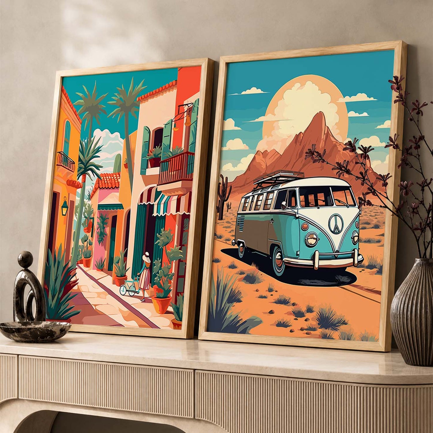 Vibrant City Art Frames for Living Room Bedroom Home Wall Decor : Travel Lovers
