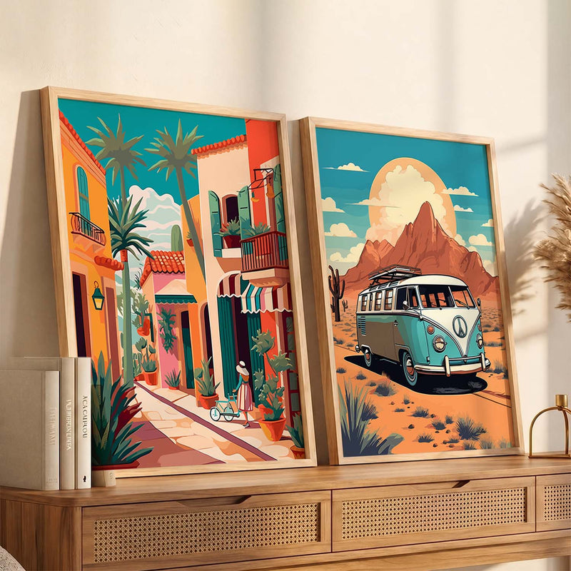 Vibrant City Art Frames for Living Room Bedroom Home Wall Decor : Travel Lovers